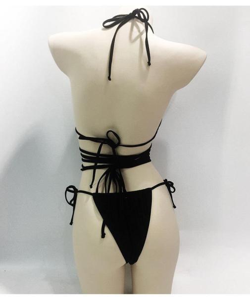 Sexy Bikini Solid Color Split Women's Strap Swimwear