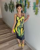 Sexy open back printed dress