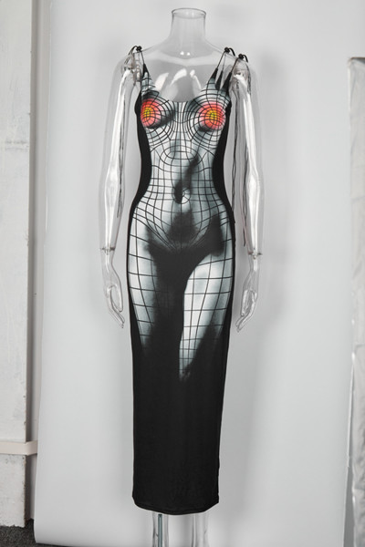 Sexy Slim Lace Checkered Print Dress