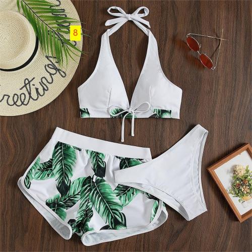 Split bikini three-piece shorts swimsuit