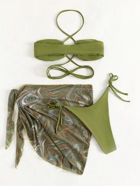 Three-piece swimsuit bikini