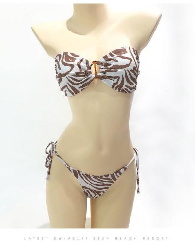 Sexy bikini striped split women's swimming suit