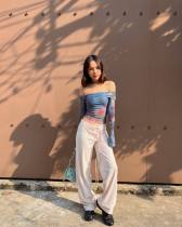 Sexy Slim Off Shoulder Umbilical Print Top Sexy Slim Off Shoulder Umbilical Print Top
