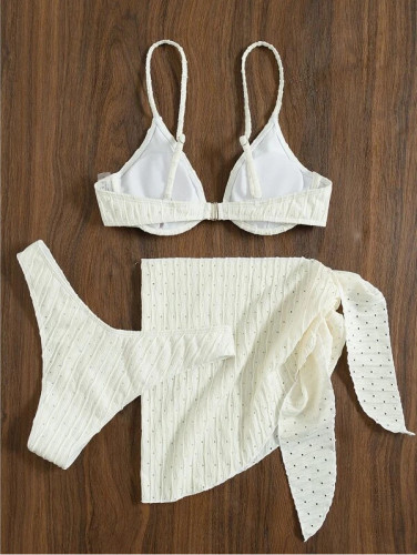 Steel support split swimsuit solid multicolor three-piece sexy backless bikini swimsuit