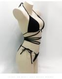 Sexy Bikini Solid Color Split Women's Strap Swimwear
