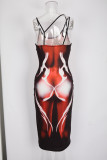Sexy slim flame print dress