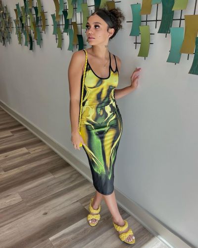 Sexy open back printed dress