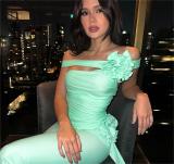Women's sexy chest wrap, slim fitting, patchwork, bouquet trousers suit
