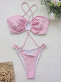 One-piece solid color strapless backless swimsuit