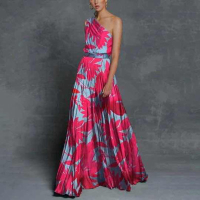Off shoulder digital print dress