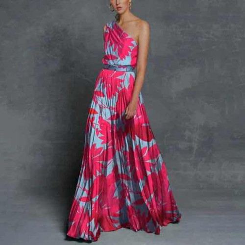 Off shoulder digital print dress