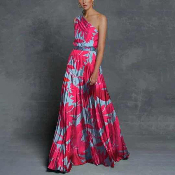 Off shoulder digital print dress