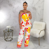 Sleeveless sexy bra printed jumpsuit