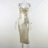 Bright Design Sexy Chest Show Waist Dress Holiday Style Slim Fit Spicy Girl Wrap Hip Long Dress