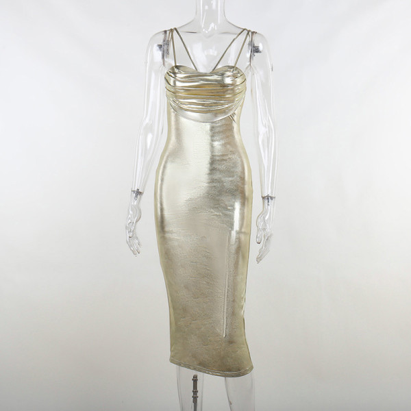 Bright Design Sexy Chest Show Waist Dress Holiday Style Slim Fit Spicy Girl Wrap Hip Long Dress