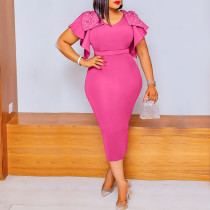 Fashion beaded ruffle dress Fashion beaded ruffle dress