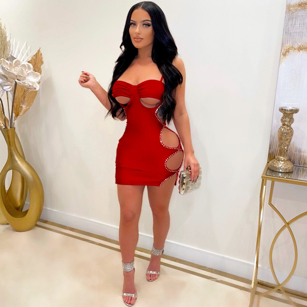 Hot diamond cut-out sexy suspender nightclub skirt