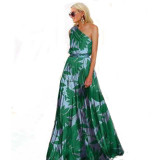 Off shoulder digital print dress