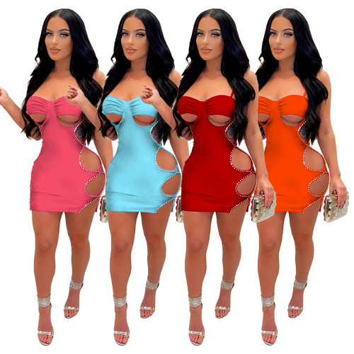 Hot diamond cut-out sexy suspender nightclub skirt