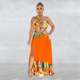 Fashion women's color contrast lace-up sleeveless breast wrap dress