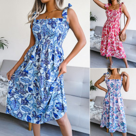 Lace print sleeveless skirt holiday dress