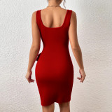 Sexy buttock vest sleeveless knitted beach dress
