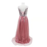Solid color embroidered beaded sexy V-neck dress