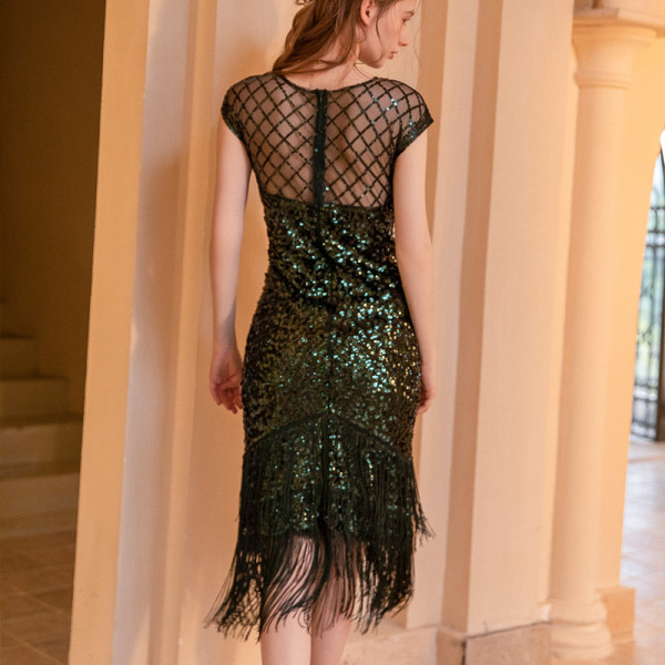 Fashionable banquet evening dress night before and after tassels