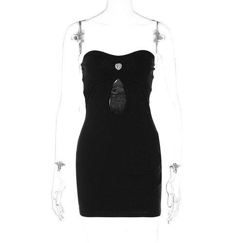 Bra sleeveless diamond cut-out buttocks fashion sexy dress