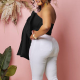 Women's sexy bow wrap chest African off-shoulder versatile blouse shirt