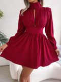 Sexy hollowed-out waist large swing dress