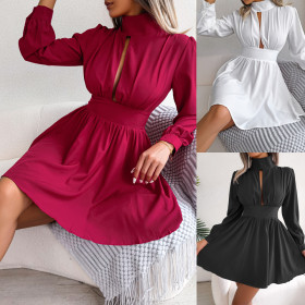 Sexy hollowed-out waist large swing dress