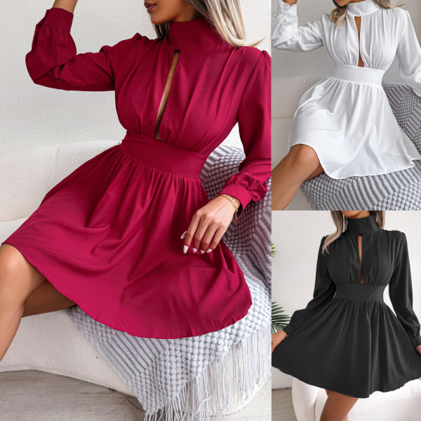 Sexy hollowed-out waist large swing dress