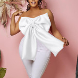 Women's sexy bow wrap chest African off-shoulder versatile blouse shirt