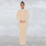 Fashion women's gauze perspective ironing long-sleeved skirt lining two-piece set