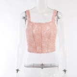 Three-dimensional lace suspender tank top with perspective slimming fashionable and versatile hot girls top