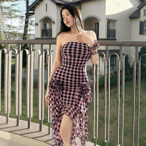 Bra color matching rose ribbon dress Spring temperament pure lust slim hot girl skirt