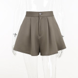 Loose wide leg high waist shorts with vintage casual pants