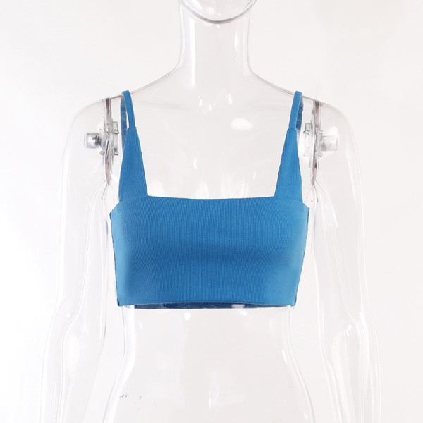 Fake two pieces of sexy solid color small suspenders, ultra-short, spicy and versatile vest