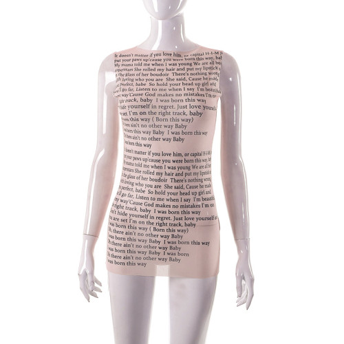 Crewneck Sleeveless Print Long Spicy Girl T-Shirt