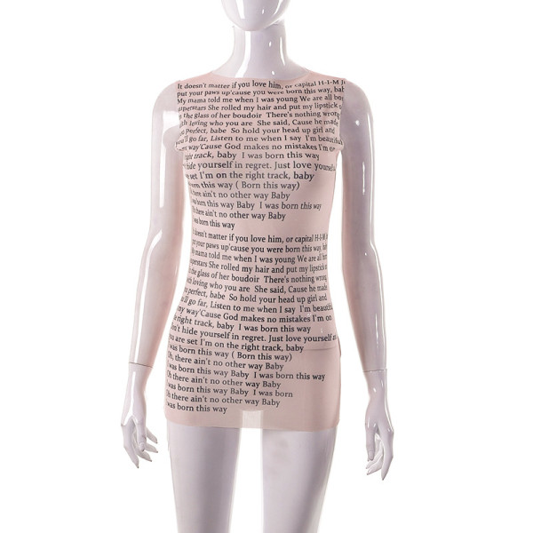 Crewneck Sleeveless Print Long Spicy Girl T-Shirt