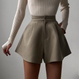 Loose wide leg high waist shorts with vintage casual pants