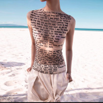 Crewneck Sleeveless Print Long Spicy Girl T-Shirt Crewneck Sleeveless Print Long Spicy Girl T-Shirt