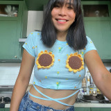 Small Fresh Print Strap Short Spicy Girl T-Shirt