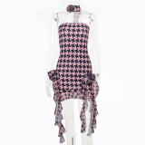 Bra color matching rose ribbon dress Spring temperament pure lust slim hot girl skirt