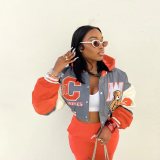 Fashion casual baseball suit hat pocket printed top coat