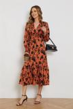 Floral V-neck high waist long dress