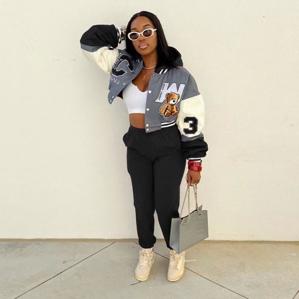 Fashion casual baseball suit hat pocket printing two-piece suit