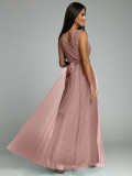 V-neck, waist up, thin, open, large swing, bright crystal dress