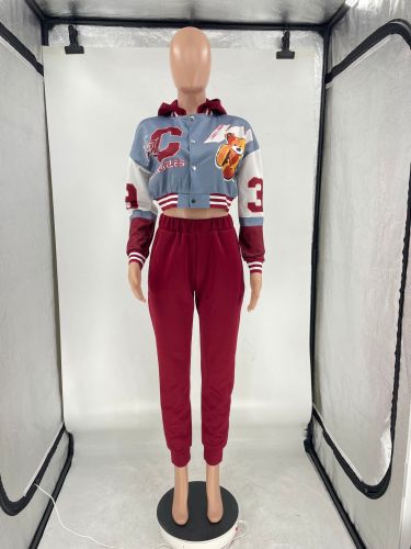Fashion casual baseball suit hat pocket printing two-piece suit